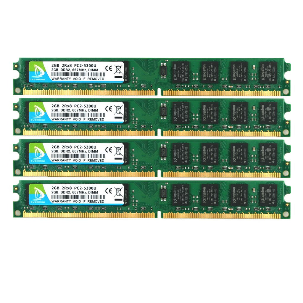 DUOMEIQI 8GB Kit (4 X 2GB) 2RX8 DDR2 667MHz DIMM PC2-5300 PC2-5400 PC2-5300U CL5 1.8v 240 Pin 5300U Non-ECC Unbuffered Desktop Memory RAM Module Compatible with Intel AMD System PC2 5300 PC2 5300U (4x2GB)