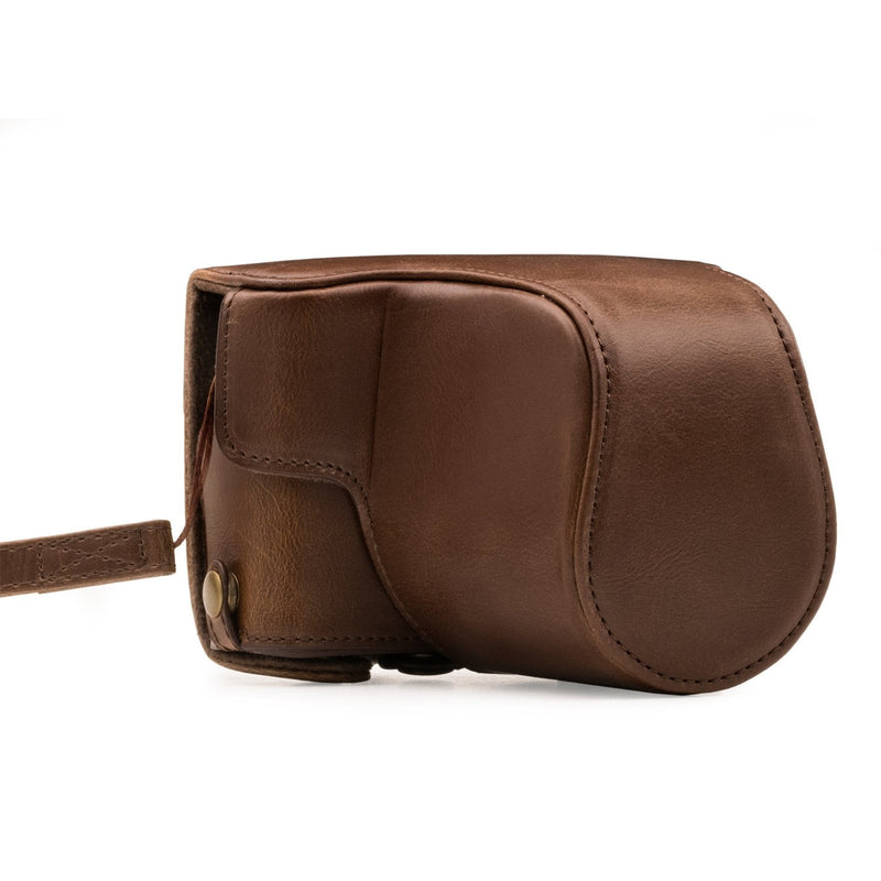 [AUSTRALIA] - MegaGear Ever Ready Leather Camera Case Compatible with Canon EOS M200, M100 (15-45mm) Dark Brown 