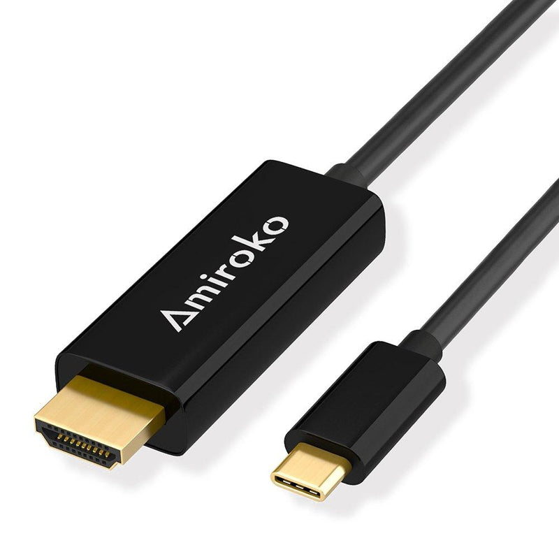 USB-C to HDMI Cable, Amiroko USB 3.1 Type C (Thunderbolt 3 Compatible) to HDMI 4K Cable Adapter for MacBook Pro 2016, MacBook 12", Samsung Galaxy S8/S8+ etc to HDTV, Monitor, Projector (6FT) Black