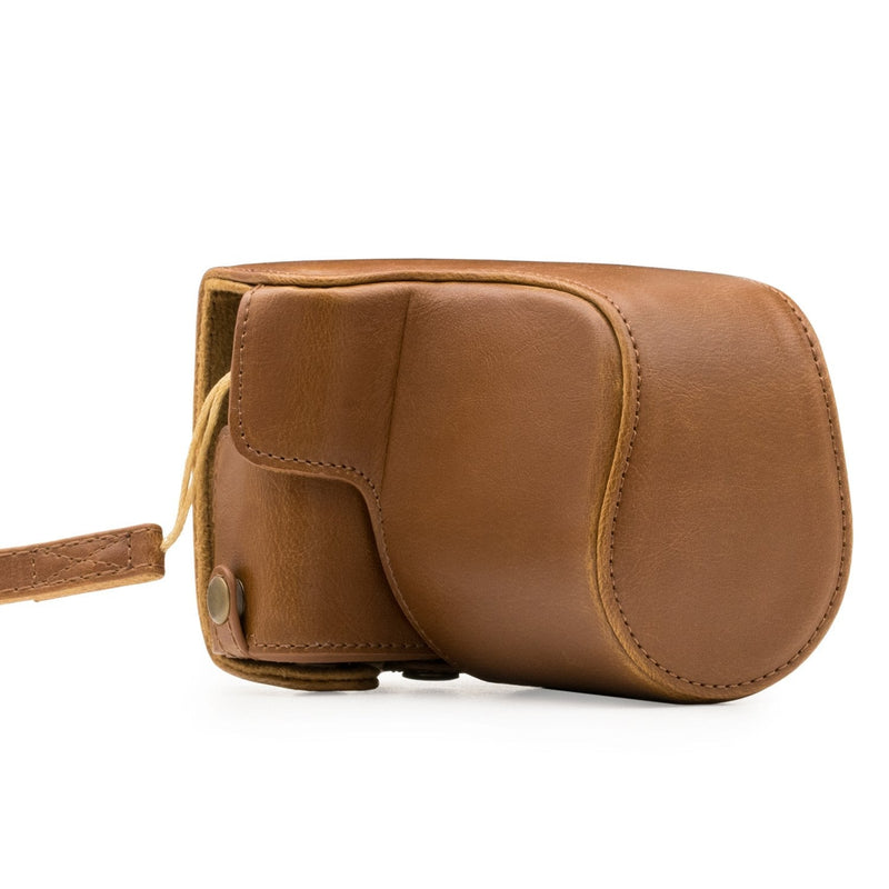MegaGear Ever Ready Leather Camera Case Compatible with Canon EOS M200, M100 (15-45mm) Light Brown