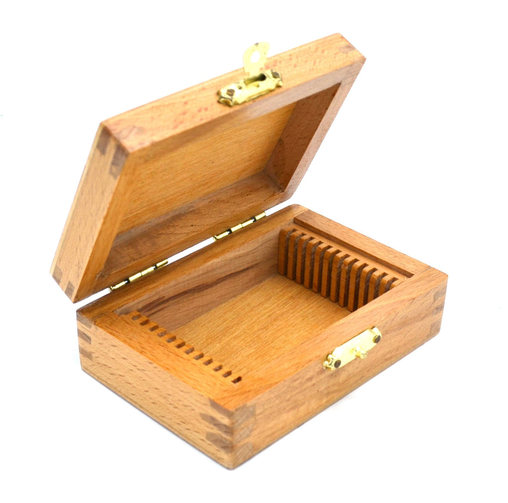 Wooden Slide Box for 12 Slides with Latch, Fits 75x25mm Slides