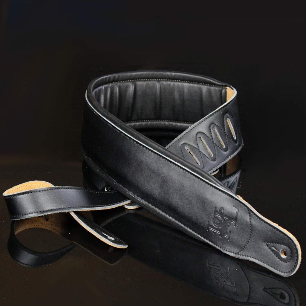 Iconic Leathers 3.25" Wide Black Dual Padded Guitar and Bass Strap IL-5Blk