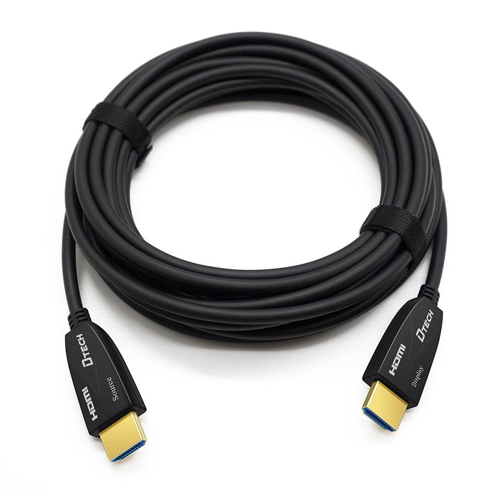 DTECH 15 Feet Fiber Optic HDMI Cable 4K 60Hz 18Gbps HDR 444 422 420 Sub-Sampling High Speed in-Wall Rated (5 Meter, Black) 15ft
