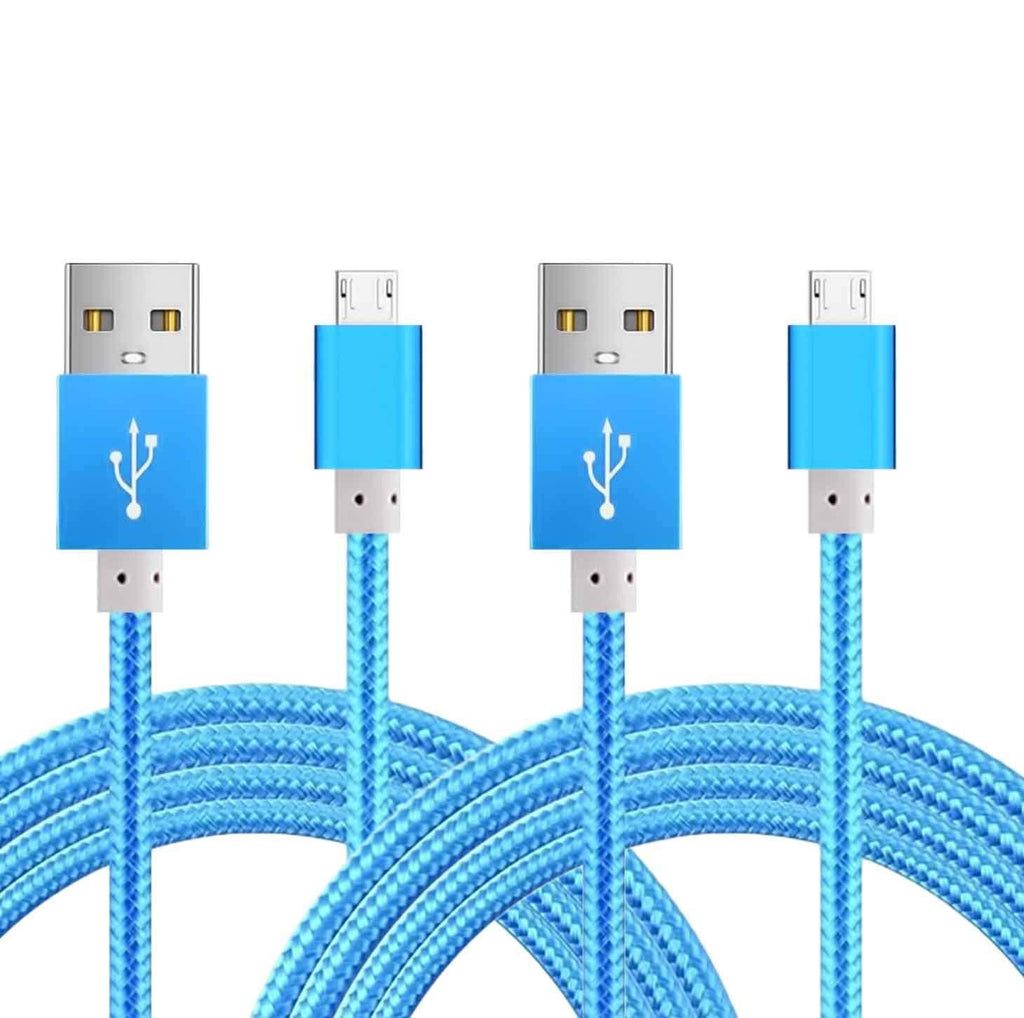 [2Pack] Micro-USB Cable,iBarbe Nylon Braided 5FT for Amazon Kindle Fire Tablets,HD,Fire HD 8 10,HDX 8.9" Paperwhite Voyage Oasis Reader Tap Playstation 4 Xbox One,WiFi 3G USB Data Sync Cable-Blue