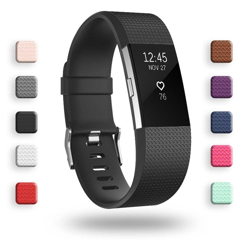 POY Replacement Bands Compatible for Fitbit Charge 2, Classic & Special Edition Adjustable Sport Wristbands Black Small