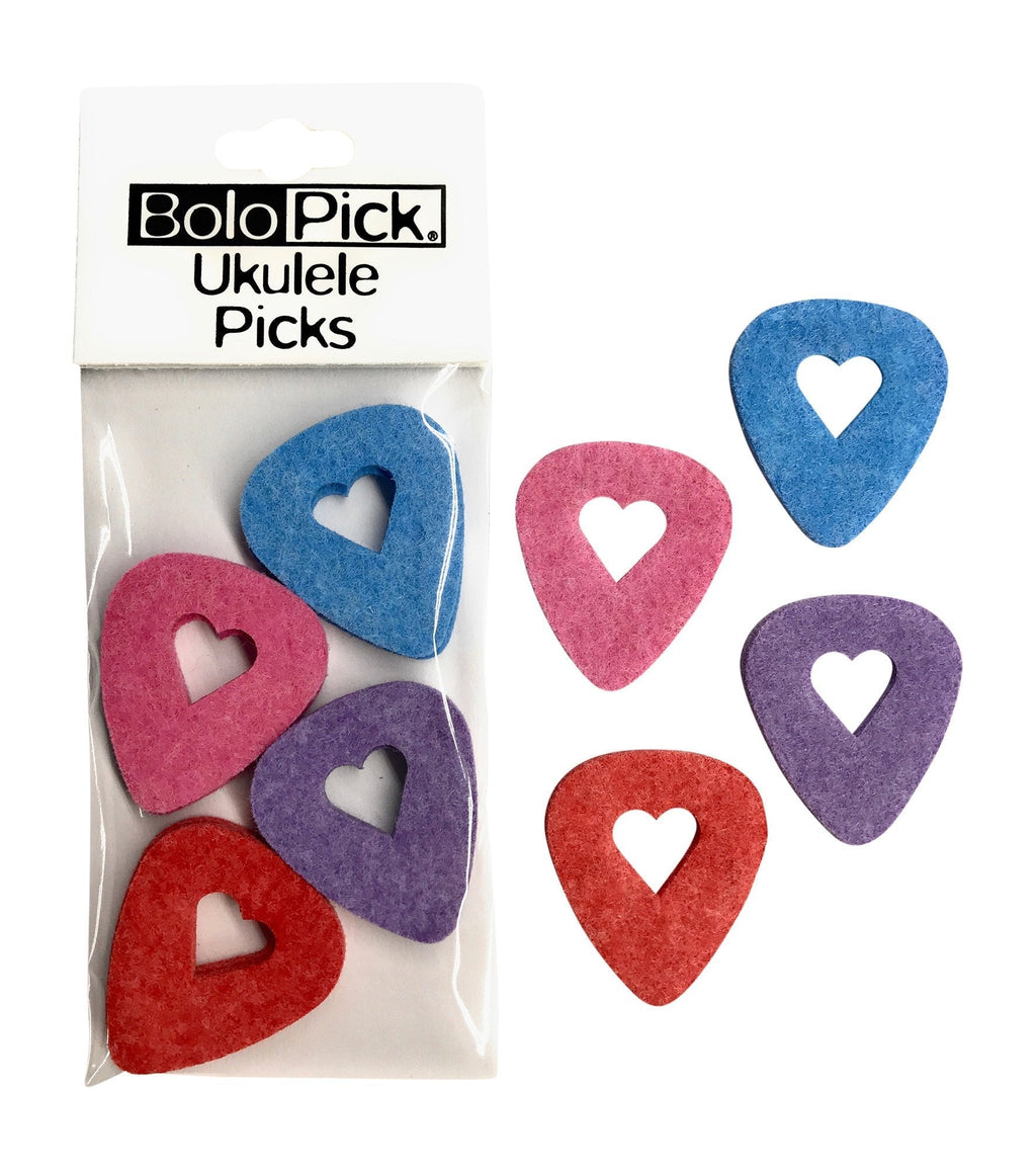 BoloPick Felt Ukulele Picks, with Easy to Hold Heart Shape Cutout, 8 Pack, Multi Original