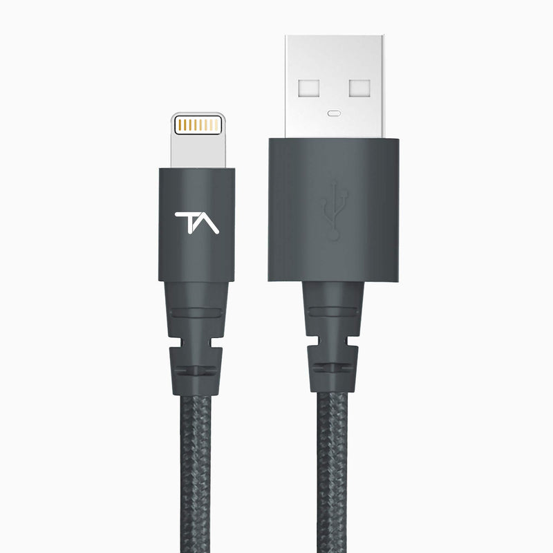 Tech Armor Apple MFi Certified Lightning to USB Sync/Charge Cable Compatible with iPhone or iPad, Made with Kevlar, Tough-Braided Extra-Strong Jacket (Space Gray, 6 Feet) Space Gray Lightning 6 ft