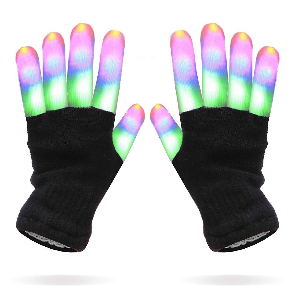 Luwint LED Gloves Colorful Flashing Finger Light Gloves Glow Rave Toy for Adult Youth Adult Youth (Above 10 Yrs Old)