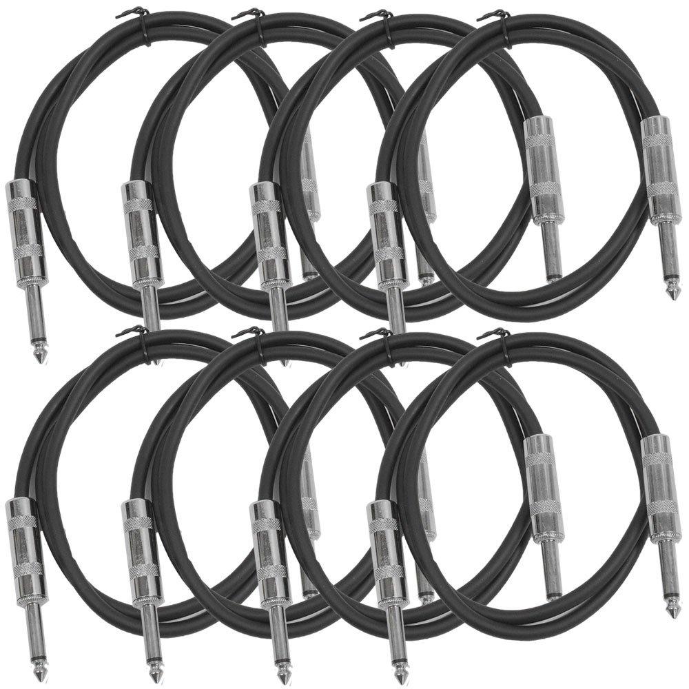 [AUSTRALIA] - Seismic Audio - SASTSX-3 (8 Pack) - 3 Foot TS 1/4" Guitar, Instrument, or Patch Cables Black 