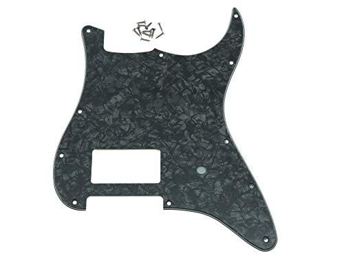 KAISH 11 Hole ST Strat One Humbucker Guitar Pickguard Scratch Plate Fits Fender Delonge Black Pearl