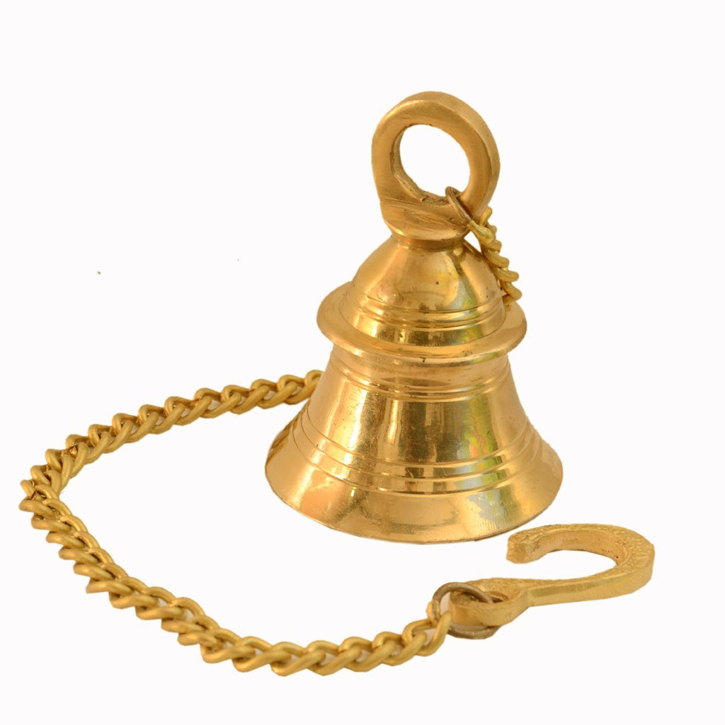 Purpledip Small Hanging Bell: Solid Brass Bell with Deep Sound (11005)