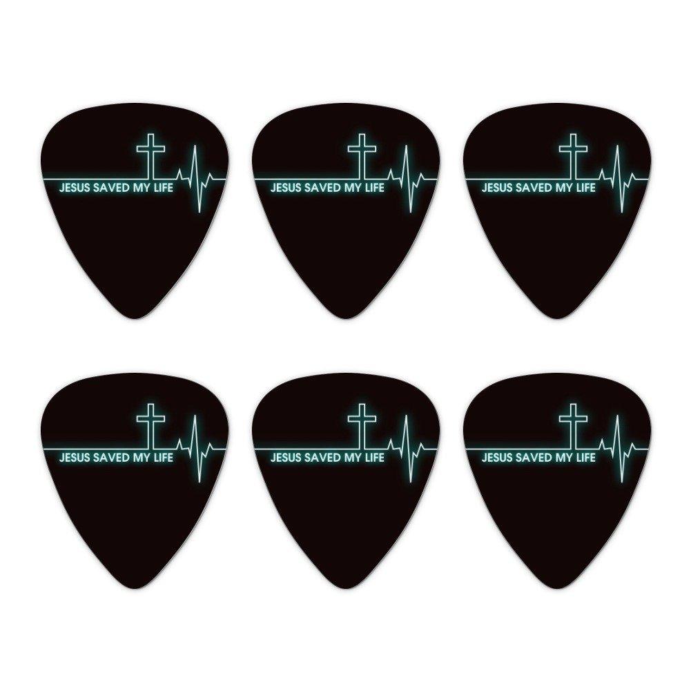 Jesus Saved My Life EKG Heart Rate Pulse Religious Christian Novelty Guitar Picks Medium Gauge - Set of 6