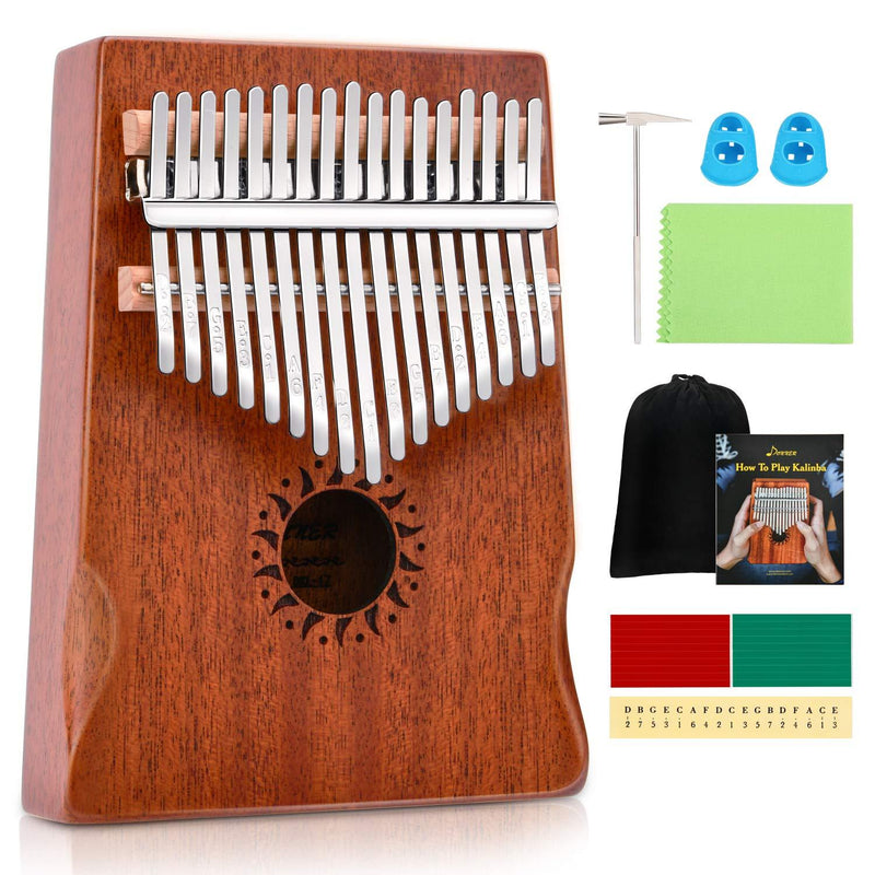 Donner Kalimba Thumb Piano 17 Keys, Thumb Piano Musical Instrument, Portable Finger Piano Mbira Sanza with Tuning Hammer, Study Instruction and Hard Case, Gift for Beginners Adult Professional DKL-17 17 key