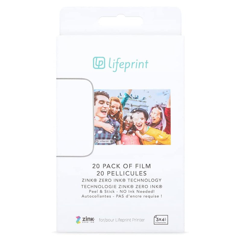 [AUSTRALIA] - Lifeprint 20 pack of film for Lifeprint Augmented Reality Photo AND Video Printer. 3x4.5 Zero Ink sticky backed film 20-pack 