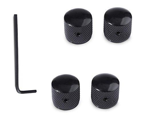 Pack of 4pcs Brass Knob Volume Tone Control Knobs for Electric Guitar Bass Screw Type Classic Black