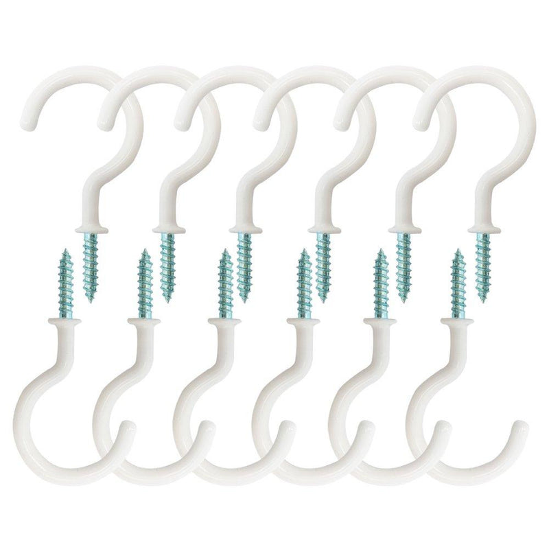 Alamic Ceiling Hooks 2.9 inches Planter Hooks Screw-in Hooks for Hanging Plants Lights Wind Chimes and More, White - 12 Pack 2" Ceiling Hooks