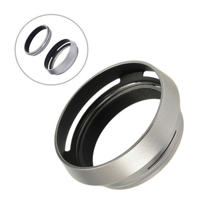 HomyWord Silver 2in1 Metal Lens Hood Shade with 49mm Filter Adapter Ring Set for Fujifilm FinePix X100F X100S X100T X100 X70 Camera, Replaces Fujifilm LH-X100 Lens Hood & Fuji AR-X100