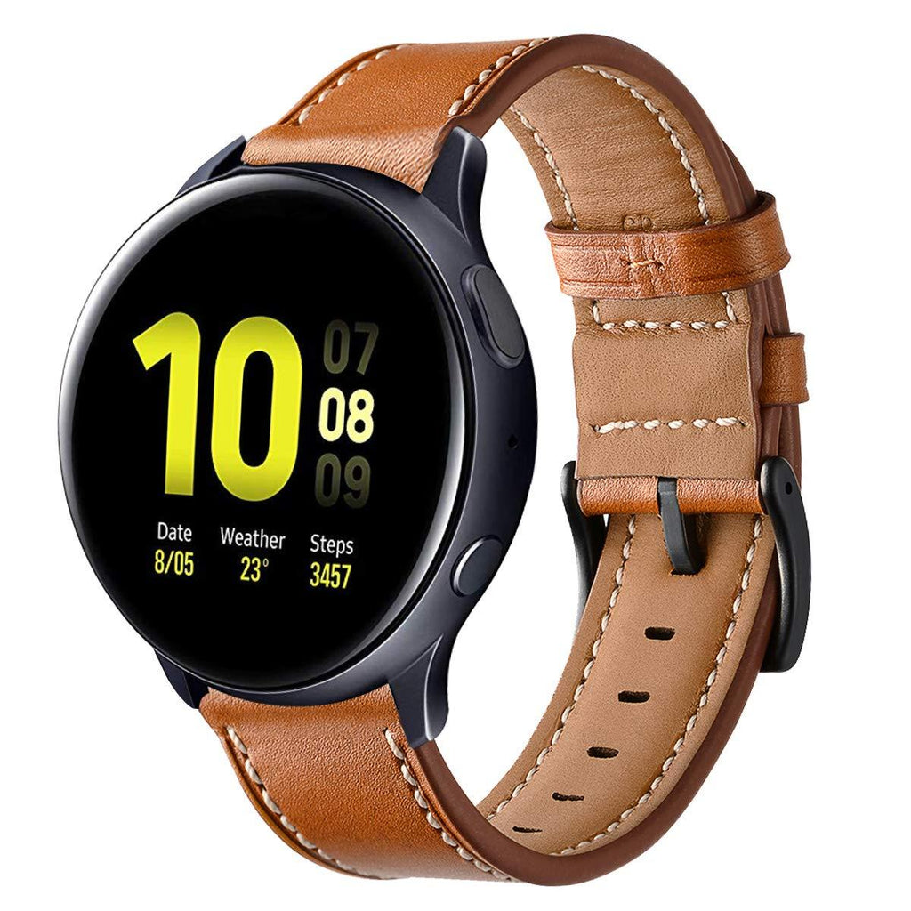 Kartice Band Compatible with Galaxy Watch 4 Classic 42mm 46mm Band/Galaxy Watch 4 40mm 44mm Leather Band, 20mm Replacement Men Wristband for Galaxy Watch 3 41mm Bands/Active 2 44mm Bands (Brown) Brown