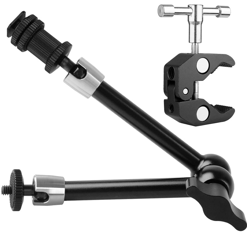 Magic Arm Camera Clamp,ChromLives Adjustable 11" Articulating Arm Camera Mount with Super Clamp W/ 1/4" and 3/8" Thread for DSLR Camera Rig/LCD Monitor/LED Lights/Flash Light Magic Arm Camera Clamp