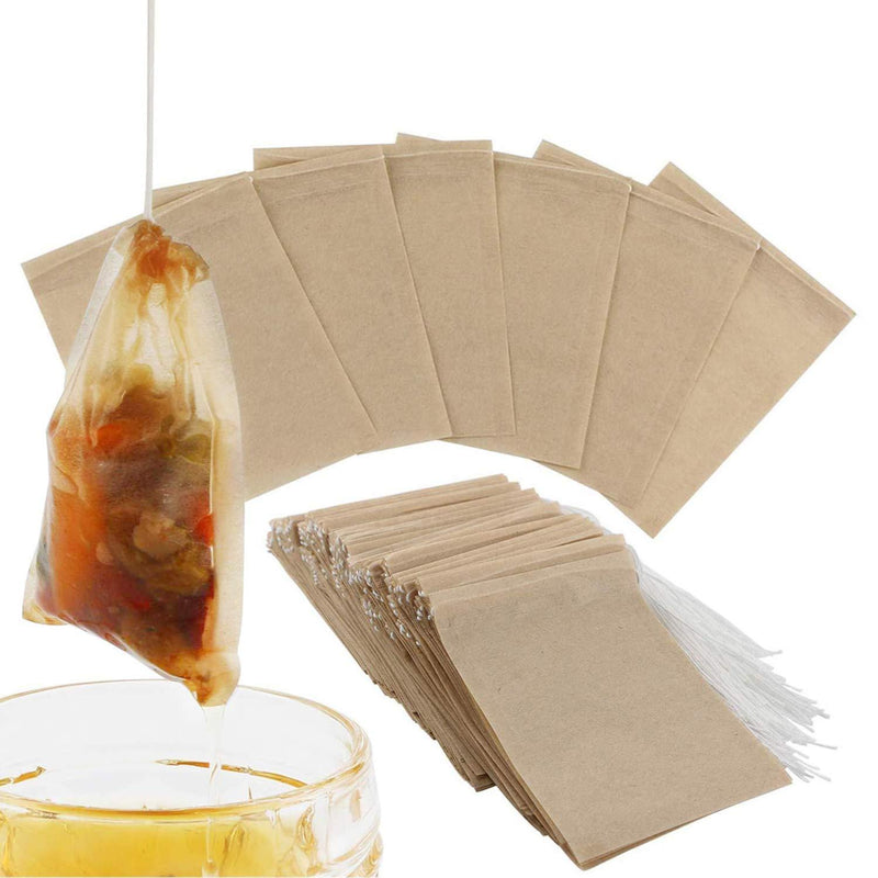 300PCS Tea Filter Bags , Disposable Paper Tea Bag with Drawstring Safe Strong Penetration Unbleached Paper for Loose Leaf Tea and Coffee（5x6CM) 300pcs 5x6CM