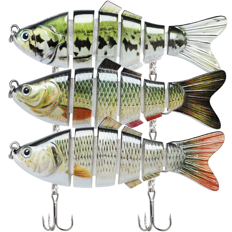 TRUSCEND Fishing Lures for Bass Trout Segmented Multi Jointed Swimbaits Slow Sinking Swimming Lures for Freshwater Saltwater Fishing Lures Kit A-4",0.7oz