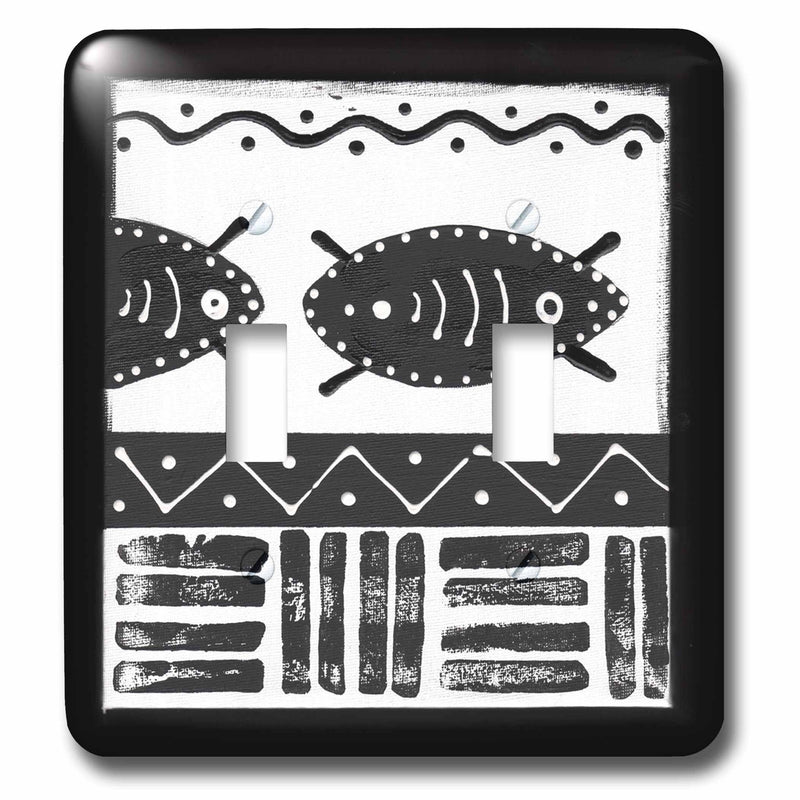 3dRose lsp_268511_2 Black and White African Ethnic Pattern Toggle Switch, Mixed