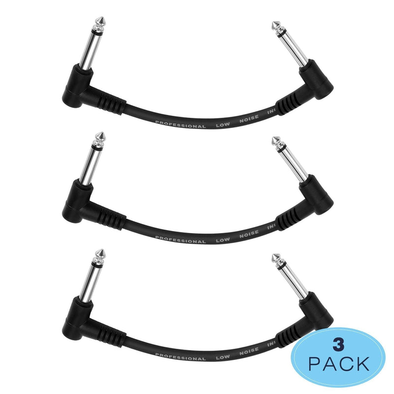 [AUSTRALIA] - Donner 6 Inch Guitar Patch Cable Black Guitar Effect Pedal Cables (3-pack) 