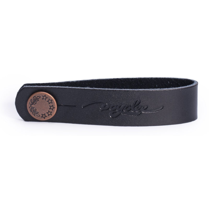 POYOLEE Leather Guitar Neck Strap Button Guitar Headstock Strap Tie, Black/Anti Copper Black Leather / Anti Copper Button