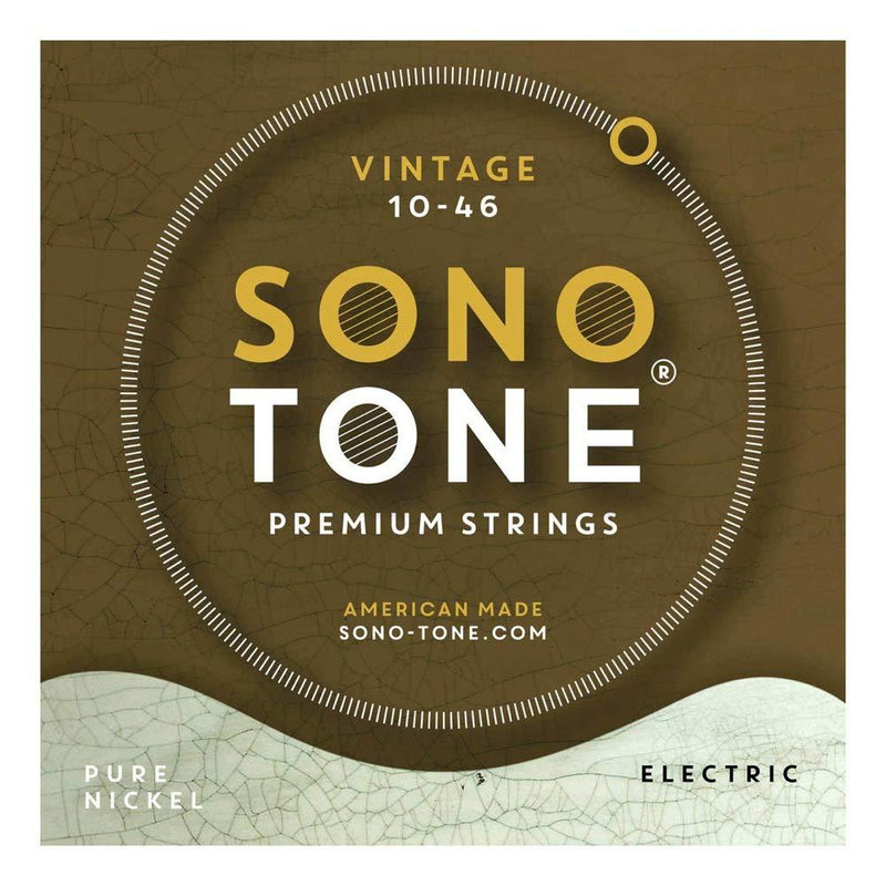SonoTone Vintage, 10-46, Light, Electric Guitar Strings, Pure Nickel Wrap, Hand-Wound, Hex Core, Pure, Warm, Authentic Tone, American Made