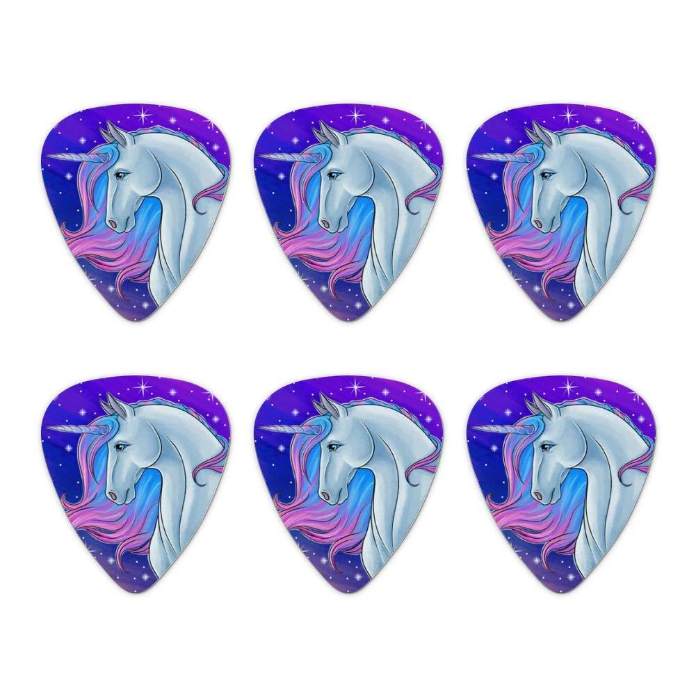 Majestic Unicorn Pink Purple Blue Novelty Guitar Picks Medium Gauge - Set of 6