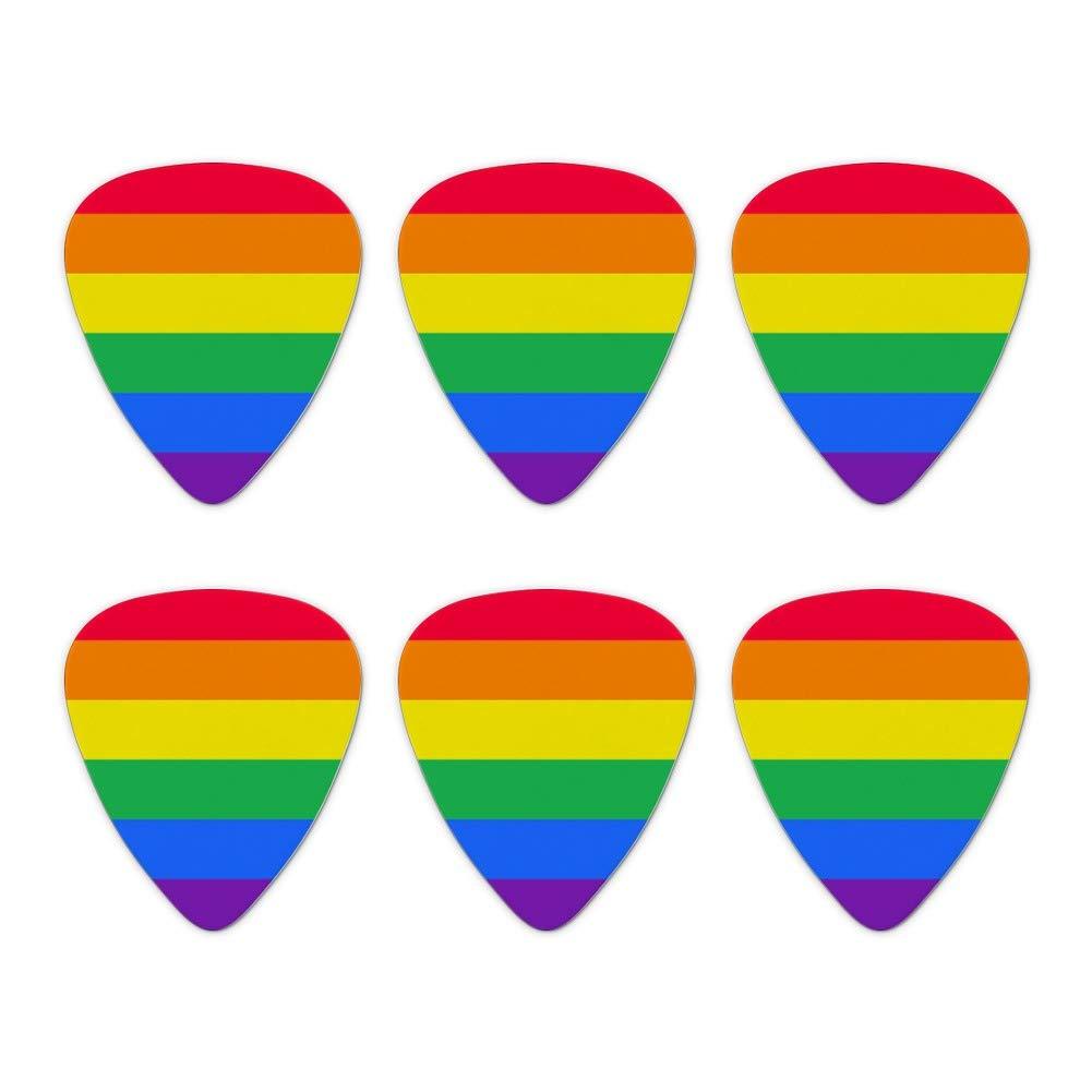 Rainbow Pride Gay Lesbian Contemporary Novelty Guitar Picks Medium Gauge - Set of 6