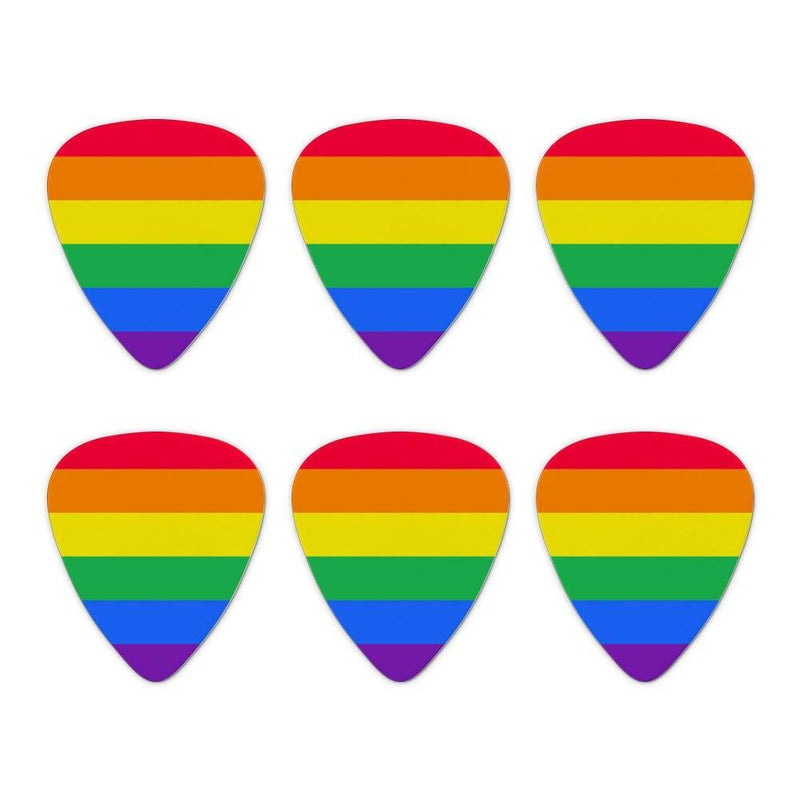 Rainbow Pride Gay Lesbian Contemporary Novelty Guitar Picks Medium Gauge - Set of 6