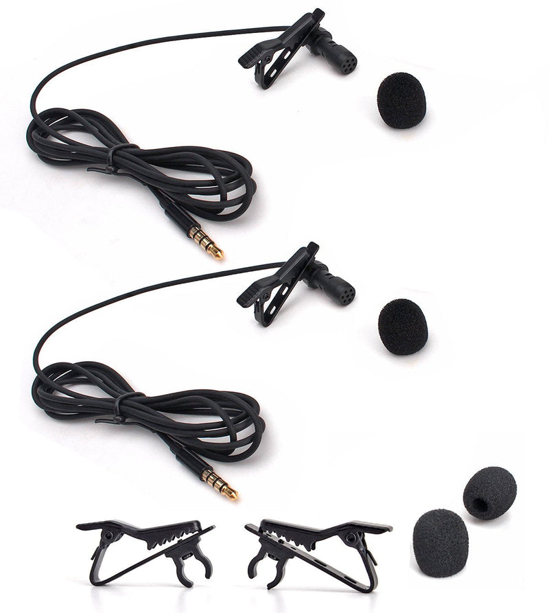 ZRAMO 2 Set of Lavalier Microphone for 3.5 Plug Smartphones- Perfect for Recording YouTube/Interview/Video Conference/Podcast/Voice Dictation/ 2mic+2clip+2sponge
