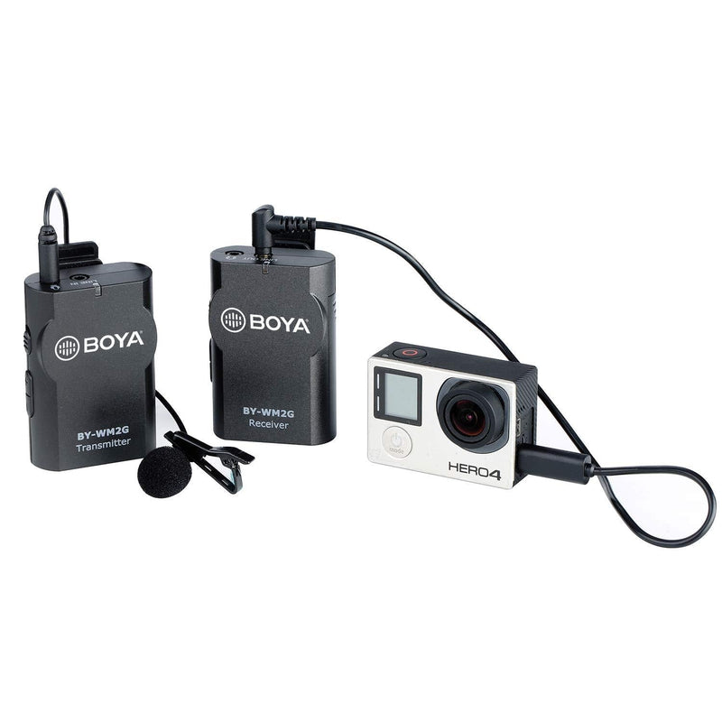 [AUSTRALIA] - BOYA WM2G Lavalier Wireless Microphone with GoPro Cable Adapter for GoPro Hero3 Hero3+ Hero4 iPhone X 8 8 Plus iPad Tablet DSLR Camera Sony Camcorder Podcast Vlogging Street Interviews YouTube Video 