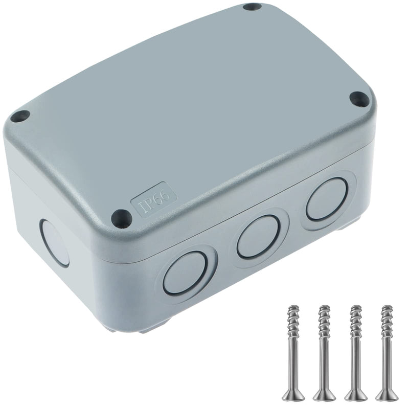 Nineleaf 1PK Outdoor Junction Box ABS Plastic Dustproof IP66 Waterproof Universal Electrical Boxes Project Enclosure Grey 4 7/8" 3 1/4" 2 1/4" inch (125x86x62mm) fit 20mm Cable Gland for Outdoor Use 125x86x62mm