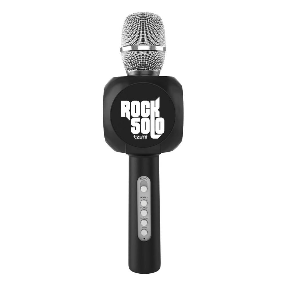 [AUSTRALIA] - Rock Solo Bluetooth Karaoke Microphone and Speaker With Retractable Smartphone Holder - Compatible With Most Karaoke Apps - Rech Black 