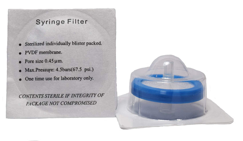 ADVANGENE Syringe Filter Sterile, PVDF, 0.45 Micron 30mm, PVDF Blue (30/pk)