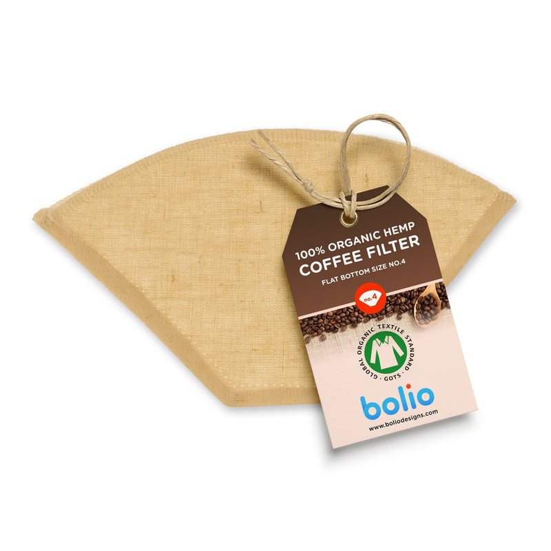 Bolio Hemp Cloth Unbleached Reusable Coffee Filters - Compatible with Krups, Savoy and Cuisinart coffee makers (No. 4 Flat Filter- 1pk) 1 No 4 Flat