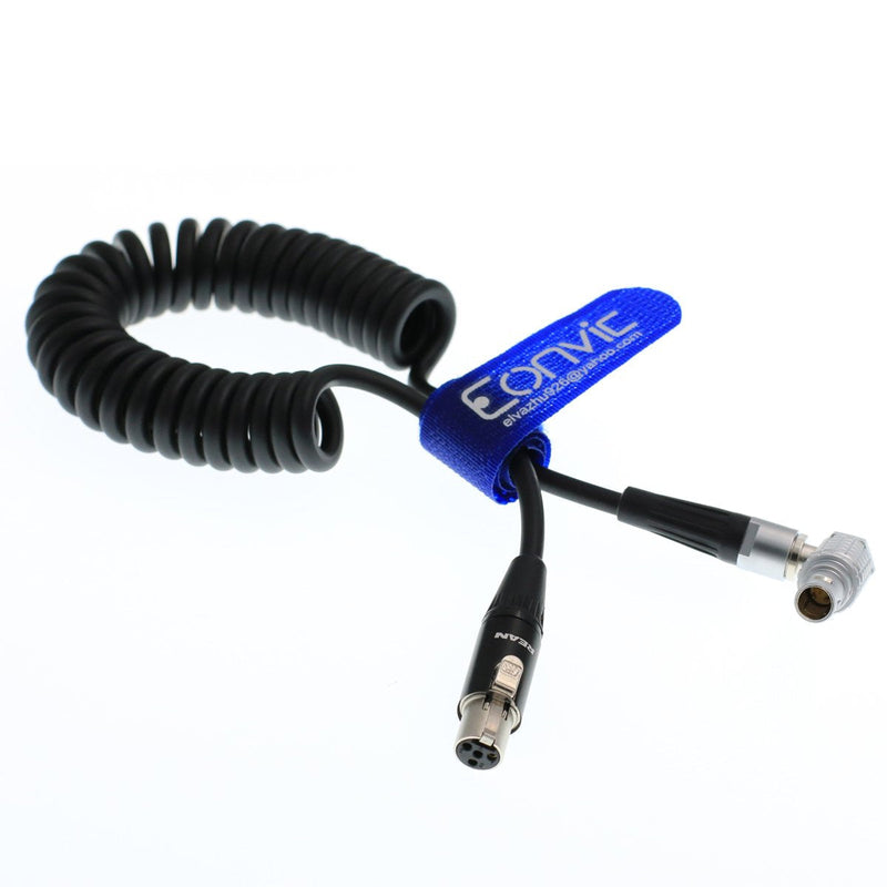 Eonvic Tvlogic Power Cable for Arri RED Epic HD-SDI 4pin Mini XLR to 0B 2 pin Connector (Right Angle) Right Angle