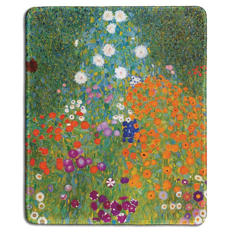 dealzEpic - Art Mouse Pad - Natural Rubber Mousepad with Famous Fine Art Painting of Cottage Garden (Bauerngarten) by Gustav Klimt - Stitched Edges - 9.5x7.9 inches