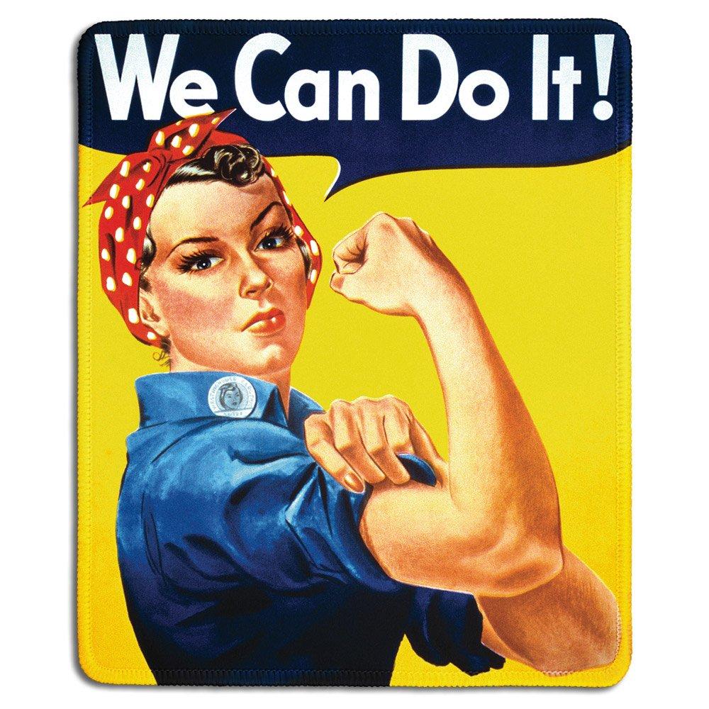 dealzEpic - Art Mousepad - Natural Rubber Mouse Pad with Famous Classic Vintage Poster Rosie The Riveter We Can Do It - Stitched Edges - 9.5x7.9 inches