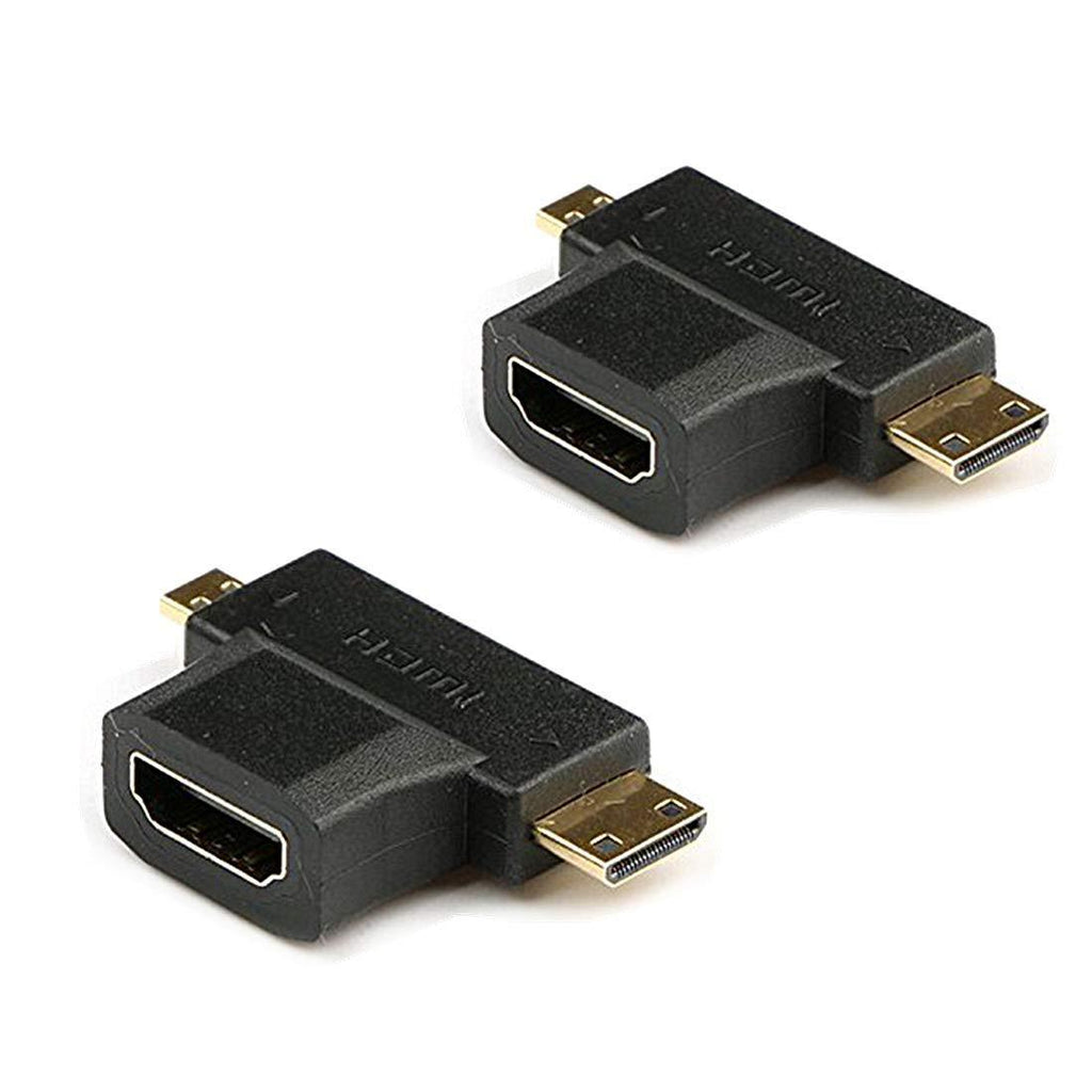 Willwin 2pcs 2-in-1 Mini HDMI and Micro HDMI Male to HDMI Female Adapter Gold Plated for Smartphones, Tablets and Cameras etc. MINI&Micro HDMI Male - HDMI Female