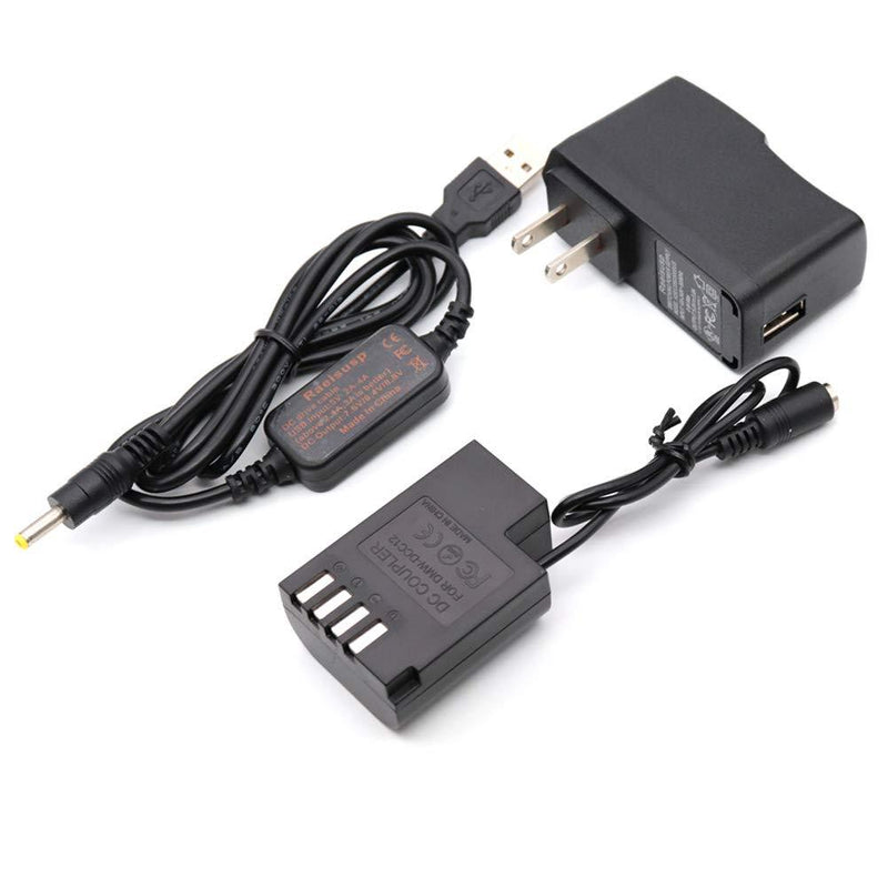 Mobile Power USB Charger Cable + DMW-DCC12 DMW BLF19E BLF19 Dummy Battery + 5V 3A Adapter for Lumix DMC-GH3 DMC-GH4 DMC-GH5