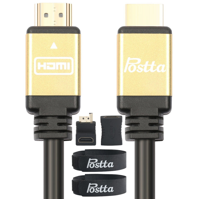 HDMI Cable 20 Feet Postta Ultra HDMI 2.0V Cable with 2 Piece Cable Ties+2 Piece HDMI Adapters Support 4K 2160P,1080P,3D,Audio Return and Ethernet-Gold 20FT Golden