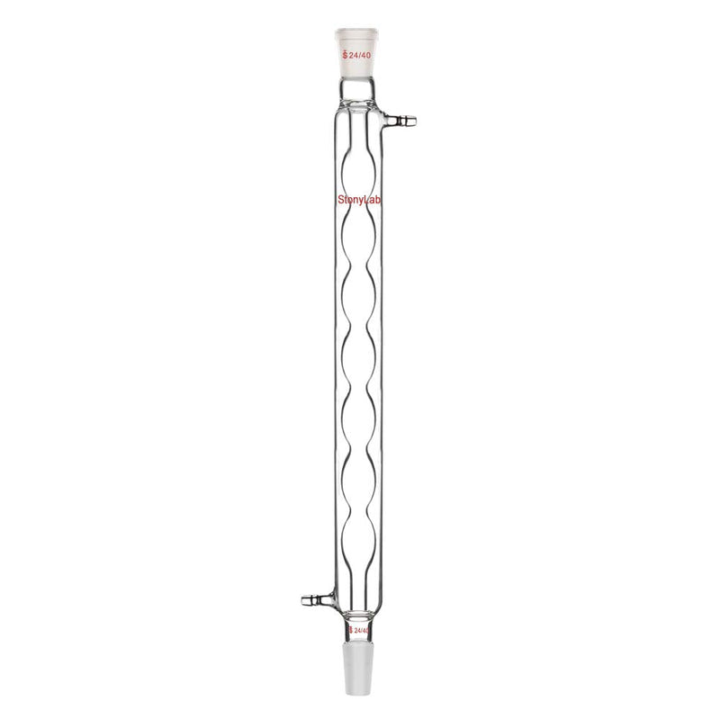 StonyLab Borosilicate Glass Allihn Condenser with 24/40 Joint 400mm Jacket Length Lab Glass Condenser 400 mm