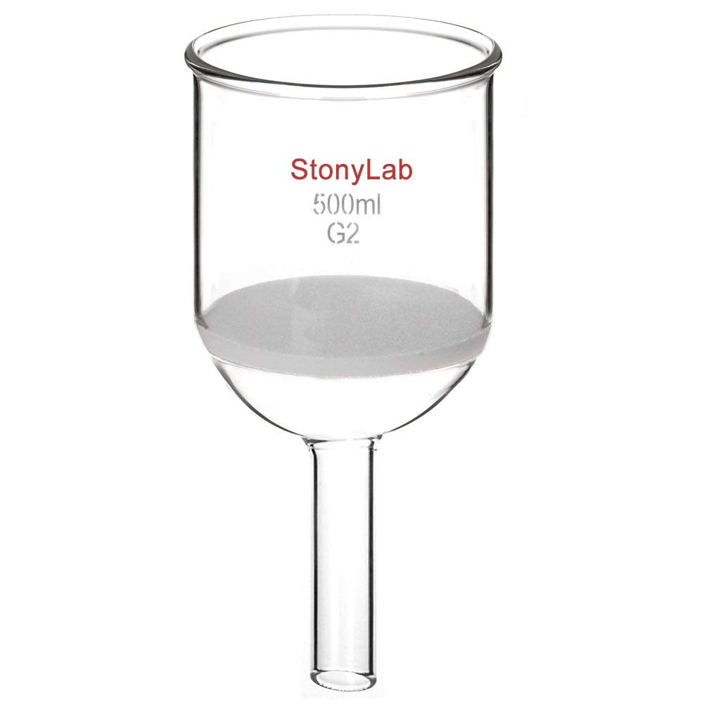 StonyLab Borosilicate Glass Buchner Filtering Funnel with Medium Frit(G2), 94mm Inner-Diameter, 100mm Depth (500ml) 500 mL