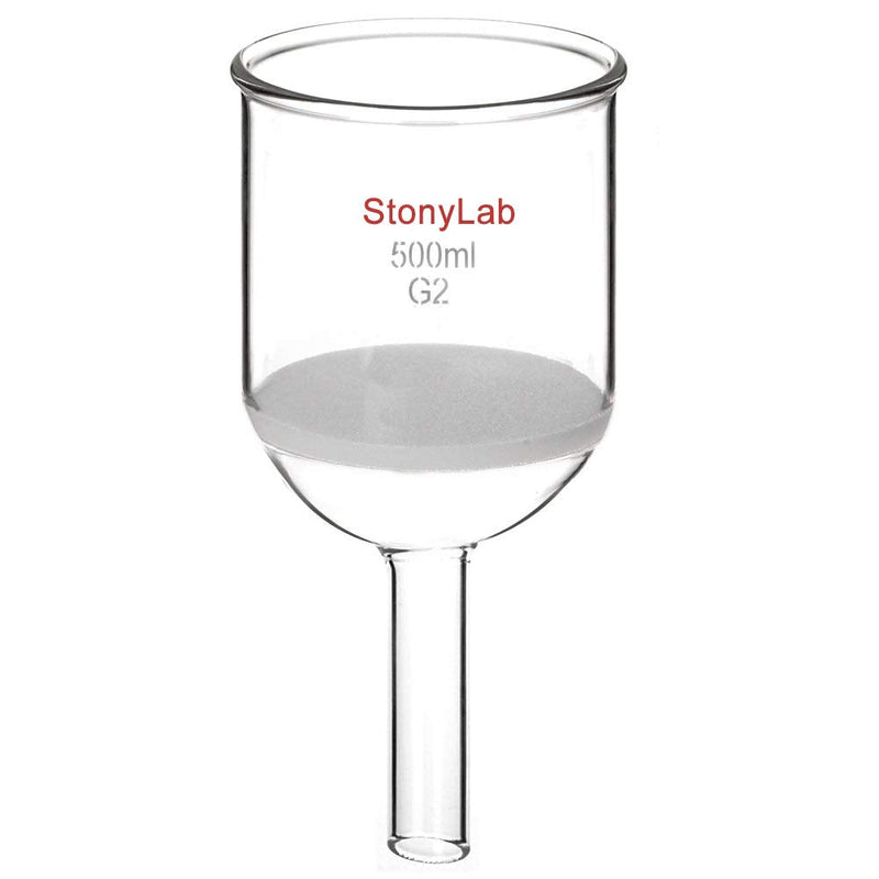 StonyLab Borosilicate Glass Buchner Filtering Funnel with Medium Frit(G2), 94mm Inner-Diameter, 100mm Depth (500ml) 500 mL