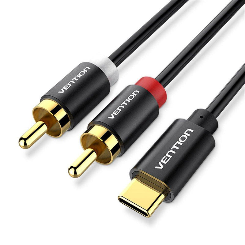VENTION USB Type C to 2 RCA Audio Cable Type-C RCA Cable 2rca Jack USB-C Audio Line Compatible for Xiaomi LG Home Theater Amplifier DVD TV Speaker (1m/3ft) 1m/3ft