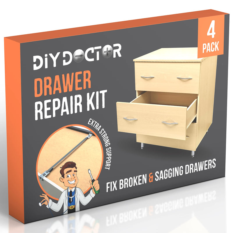 DIY Doctor Drawer Repair Kit - Drawer Replacement Parts - Drawer Fixer - No Need for Kitchen Drawer Replacement - Replacement Kitchen Drawer - Fix Buckled Drawers - Pack of 4