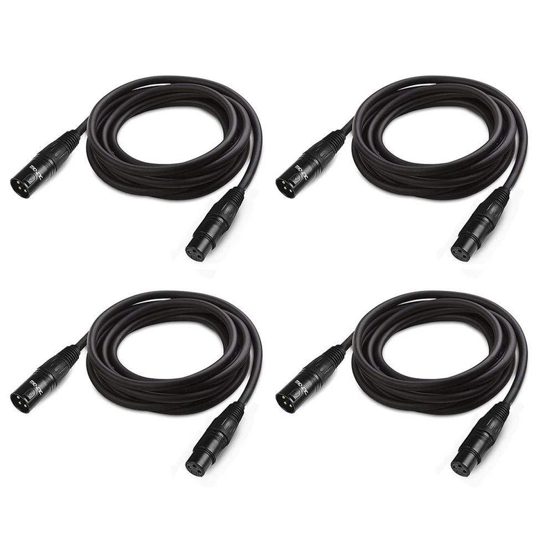 10 ft Flexible DMX Cable, JLPOW Gold-Plated 3 Pin Signal XLR Male to Female DMX Cable Wire, Best for DJ Stage Lighting Moving Head Lights Par Light (4 Pack) 10 ft--4 Pack